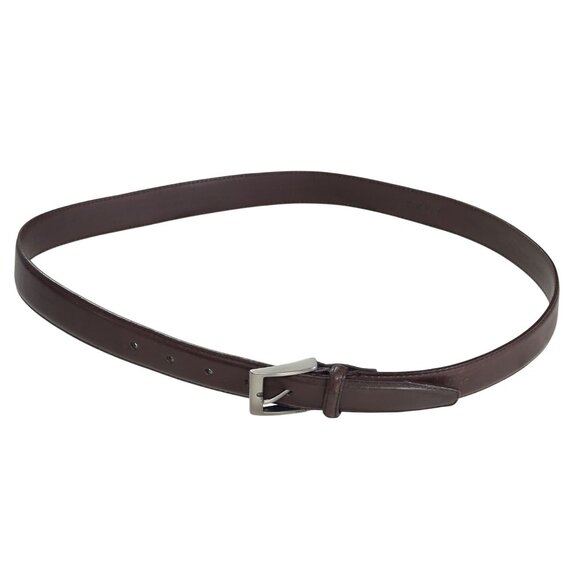 DKNY Mens Dark Brown Full Grain Leather Dress Belt With Silver Buckle Size 38 - Picture 7 of 8
